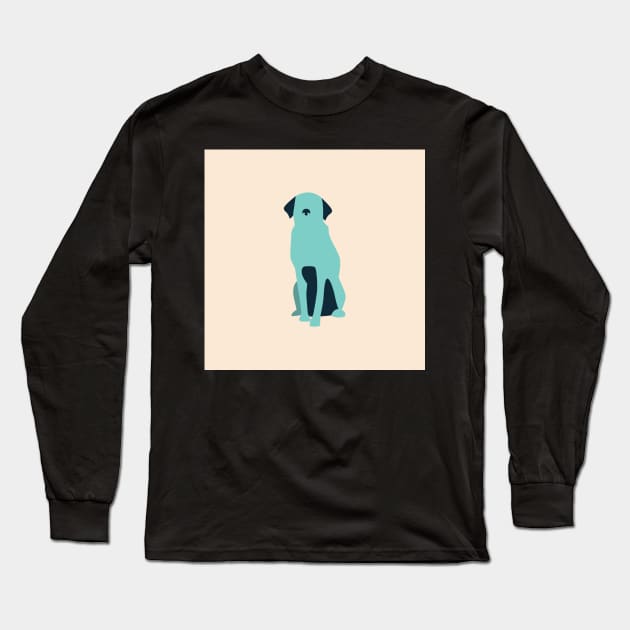 Blue Dog on Pink Long Sleeve T-Shirt by greenoriginals